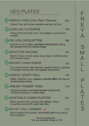 La Freya Cafe & Restaurant menu 