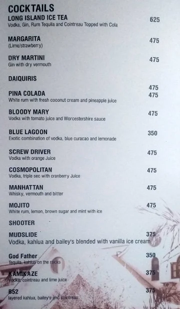 Dak Bunglow menu 