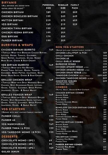 Birinz menu 