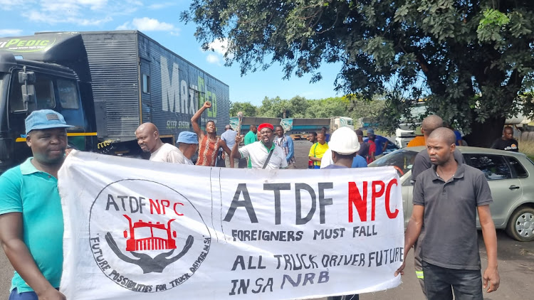 Dozens of truck drivers protested in Richards Bay on Monday.