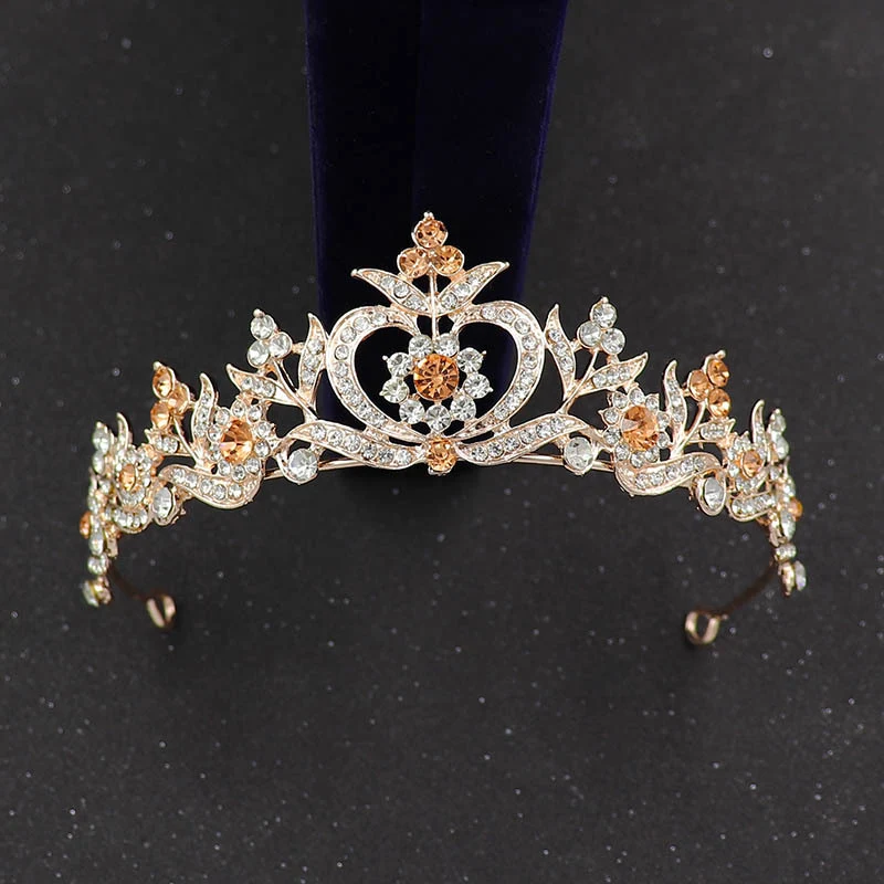 Title 1, Bruidskroon Hart met Strass Bladeren Jurk Acces...