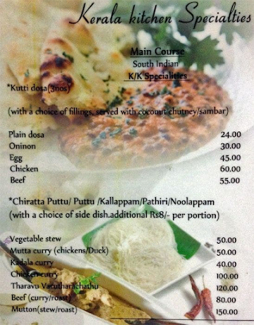 Kerala Kitchen menu 