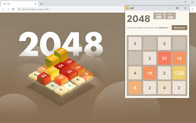 2048 Puzzle Game chrome extension