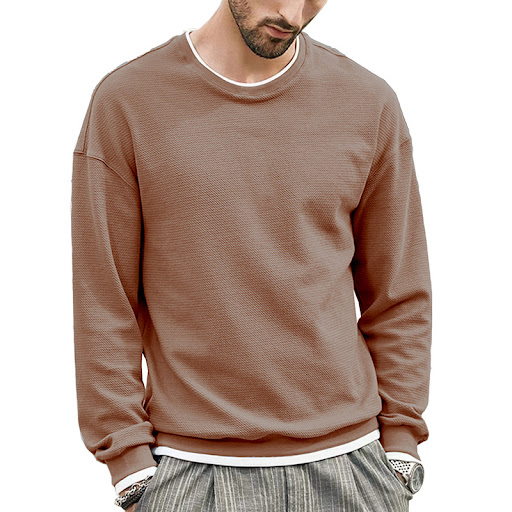 Title 7, Solid color European and American mens loose T...