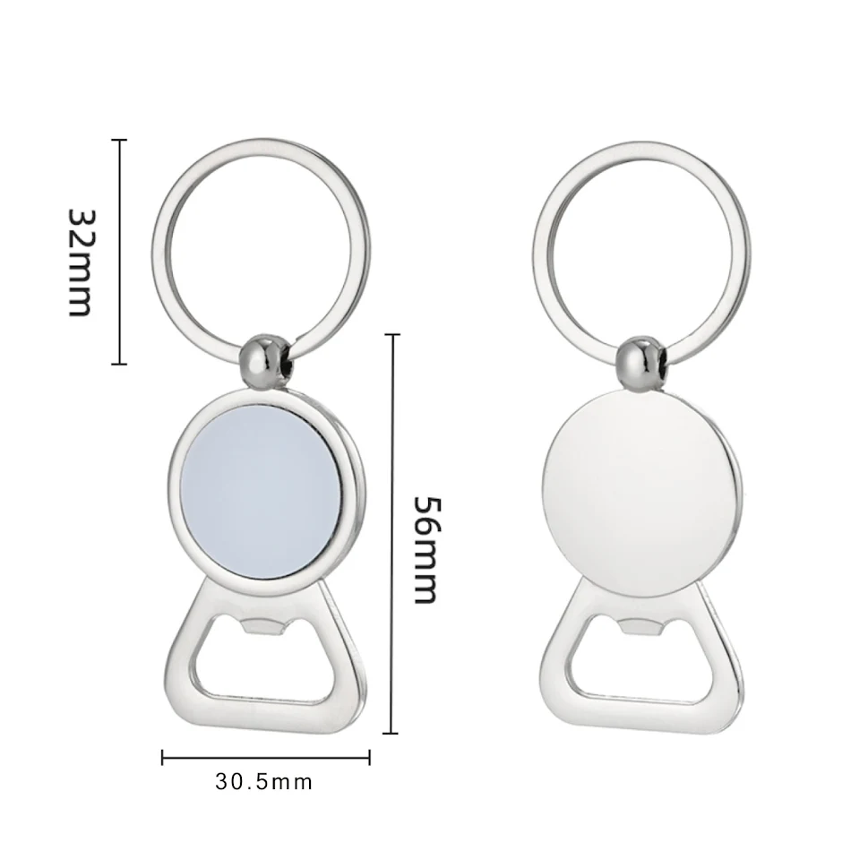 Porte-clés décapsuleur en métal vierge transfert thermique personnalisable Cadeau promotionnel pratique et utile.