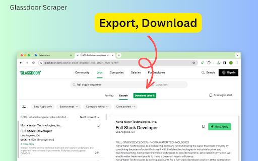 Jobs Crawler & CSV Exporter for Glassdoor