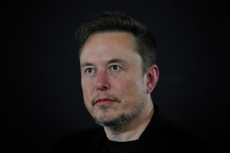 Tesla and SpaceX's CEO Elon Musk reacts during an in-conversation event with British Prime Minister Rishi Sunak in London, Britain, November 2, 2023.