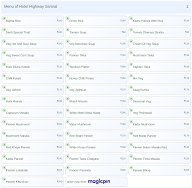 Hotel Highway Samrat menu 1