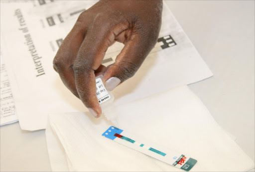 A HIV test kit that is used to check the virus