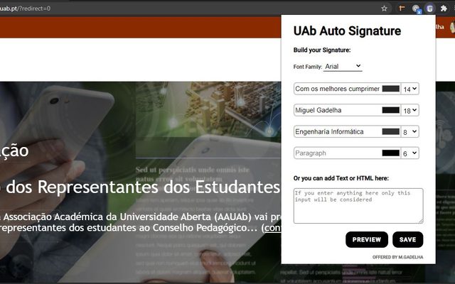 UAb Auto Signature chrome extension