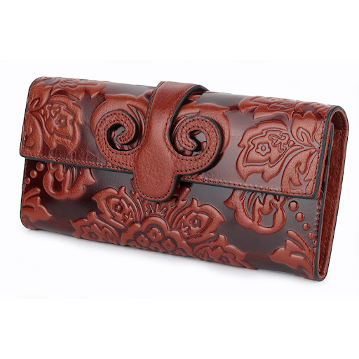 Title 5, Womens long wallet with first layer oil wax le...