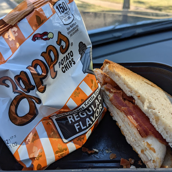 I ate half the sandwich (chicken and cheese) before I thought to take the picture. The picture doesnt do the flavor of this sandwich any justice. It was absolutely delicious!