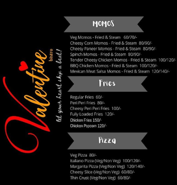 Valentine Bistro menu 