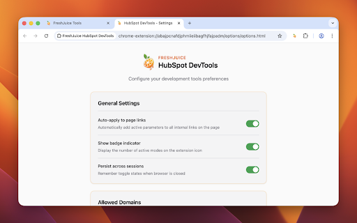 FreshJuice HubSpot DevTools screenshot 2