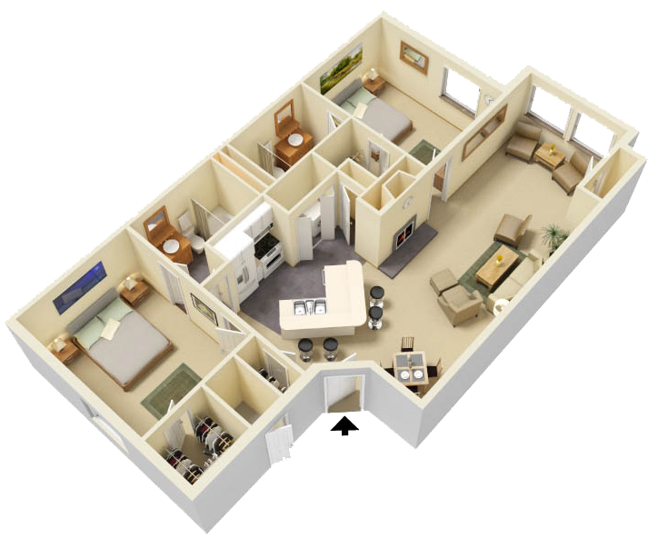 Rendered Mahogany Floorplan Diagram