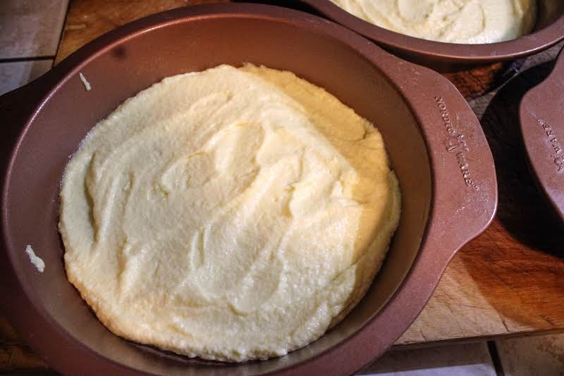 Batter Added To Prepared Baking Pan.