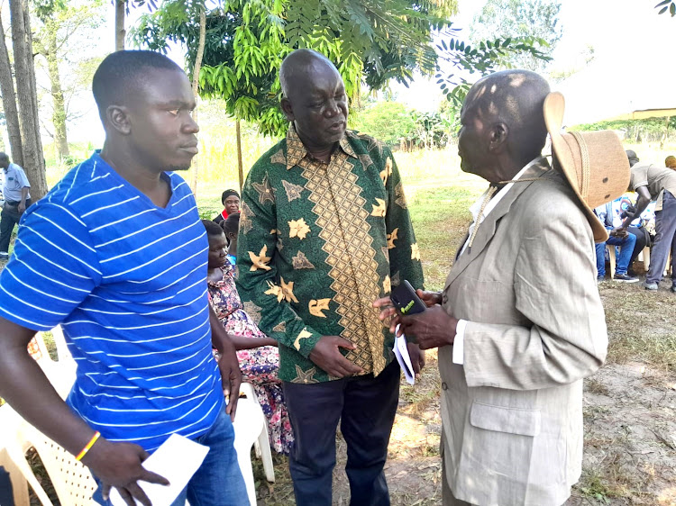 Kaunya (C) at Namukuru Otenyo's burial on Tuesday January 16, 2024.