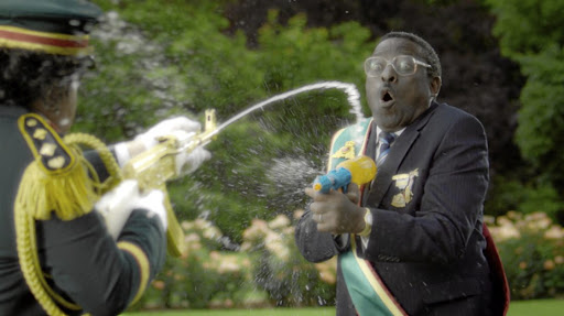 Actors pretending to be African leaders shoot at each other with water guns in an iconic Nandos advert.