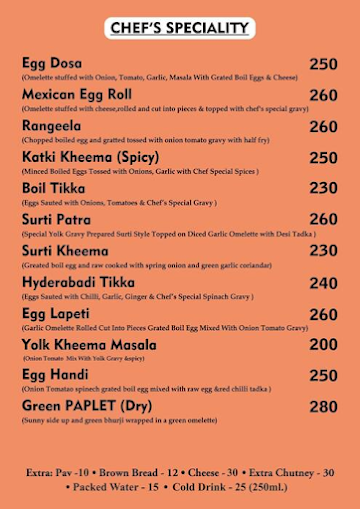 Egg Station menu 