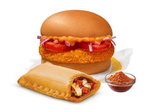 McAloo Tikki Burger + Veg Pizza McPuff + Piri Piri Spice Mix