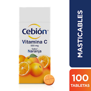 Cebión Vitamina C Sabor Naranja Tabletas Masticables x 100 und  