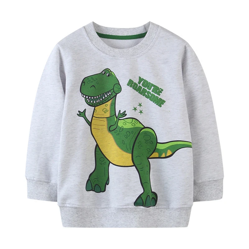 Jongens sweatshirt met lange mouwen en dinosaurusprint van katoen, zacht en comfortabel, perfect om in te spelen en warm te blijven.