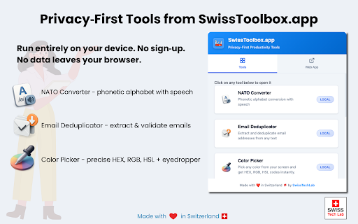 SwissToolbox - Privacy-First Productivity Tools