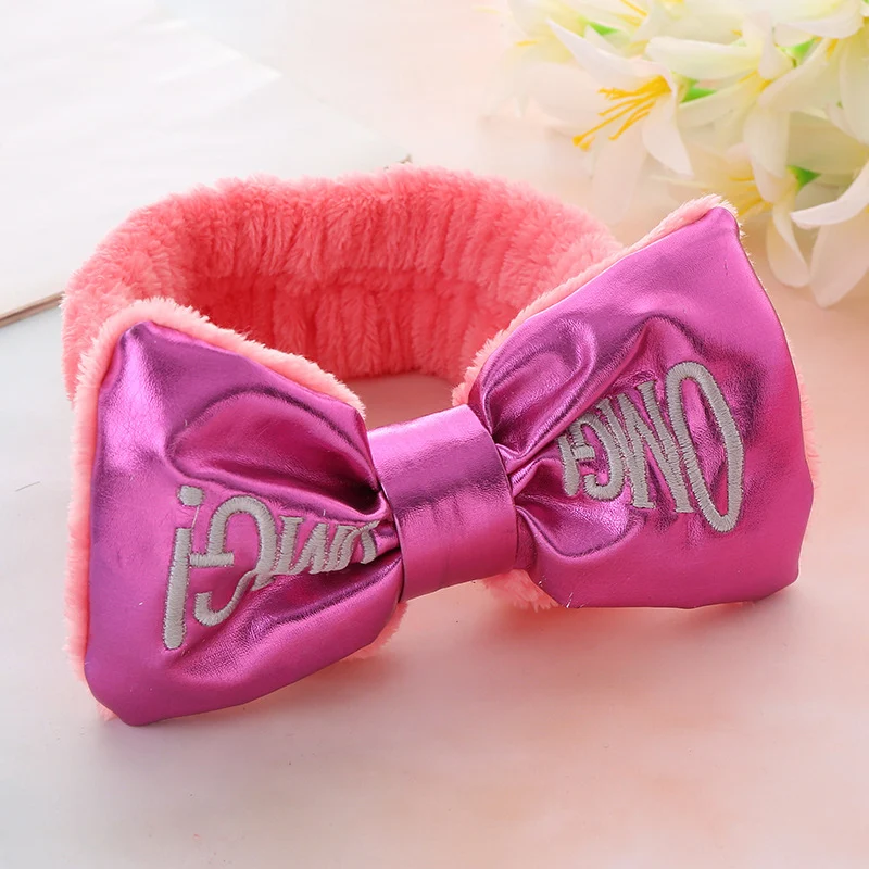 Faixa de cabelo fofa com laços de letras para meninas, perfeita para maquiagem e lavar o rosto, acessório charmoso e útil.