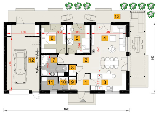 Dom Wiktorii ADG1 - A117aDG1 - Rzut parteru