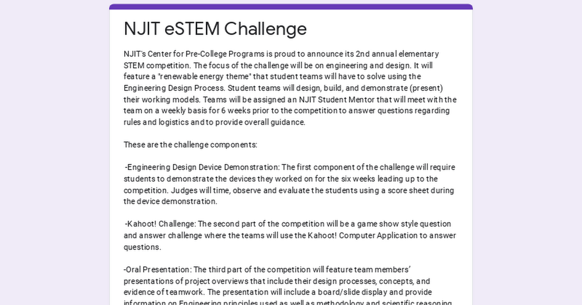 NJIT eSTEM Challenge