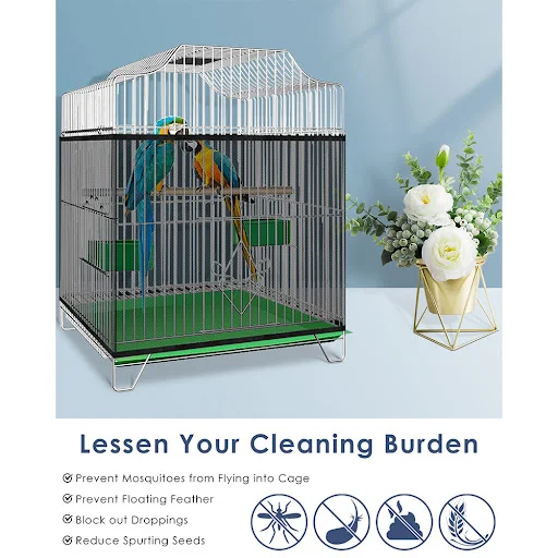 SWEETHOME PET Parrot Bird Cage Cover Adjustable Universal Breathable Stretch Mesh Skirt Dustproof Net Cover Cage Guard