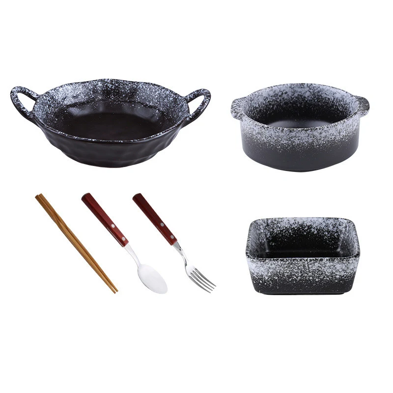 Juego de Cubiertos, Cuencos de Desayuno, Bibimbap y Sopa Binaurales, Vajilla de Gres Completa para Cada Comida y Uso Diario