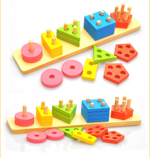 Title 4, Montessori Geometric Shape Set Column Building ...