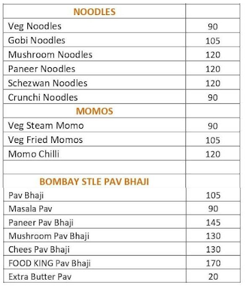 Food King menu 