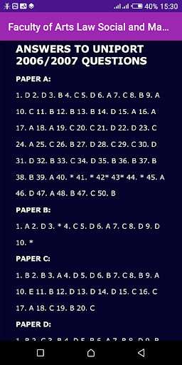 UNIPORT Post utme past questions