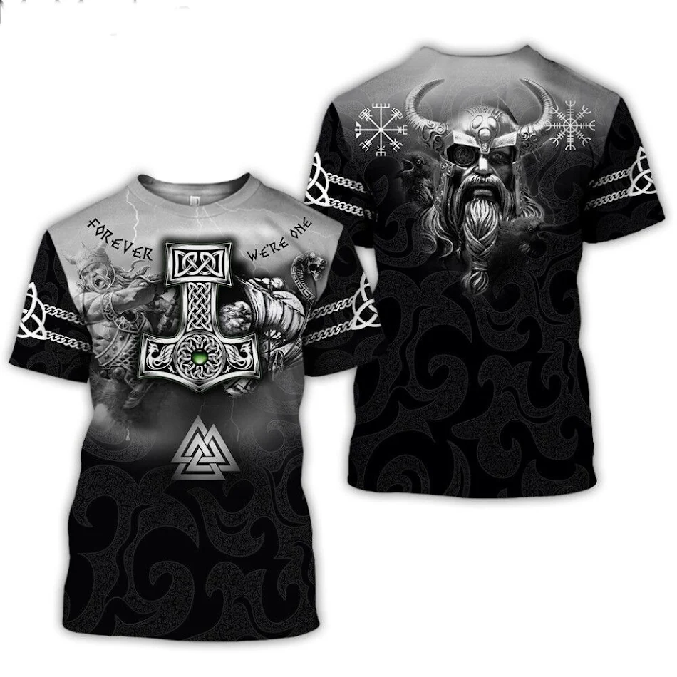 Camiseta Viking 3D Impresión Digital Cuello Redondo Manga Corta – Comodidad y estilo épico para lucir un diseño nórdico único.