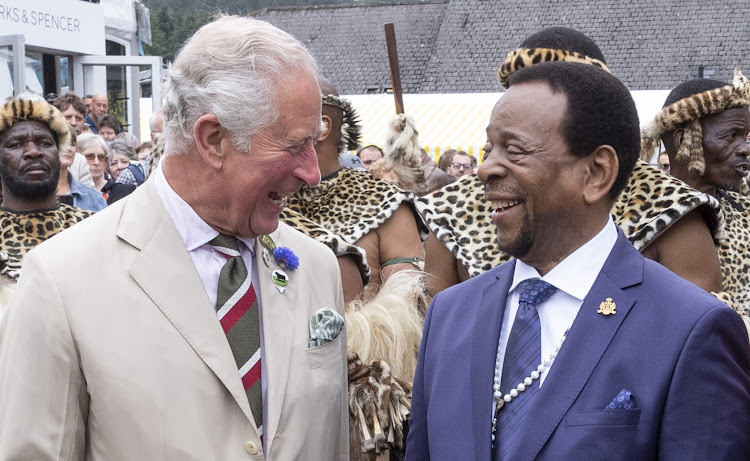Prince Charles and King Goodwill Zwelithini kaBhekuzulu at the Royal Welsh Show on Monday in Builth Wells, Wales.