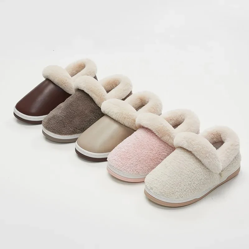 Pantoufles imperméables en coton pour femmes, automne et hiver, semelle épaisse, chaudes et confortables, idéales pour la maison