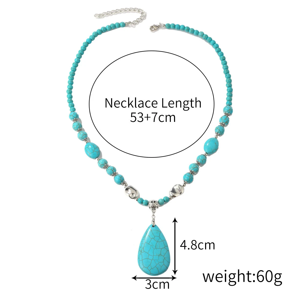 Title 3, Lange damesketting met turkooizen hanger in boh...