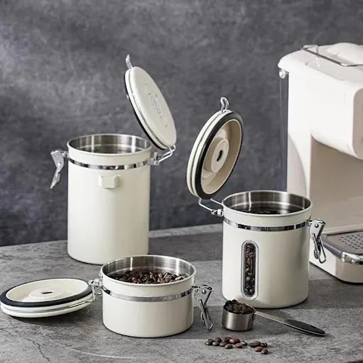 Title 2, Stainless Steel Coffee Bean Sealed Jar Vacuum S...
