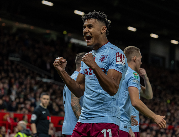 Aston Villa's Ollie Watkins celebrates after scoring during a Football League Cup third round match against Manchester United on November 10, 2022.