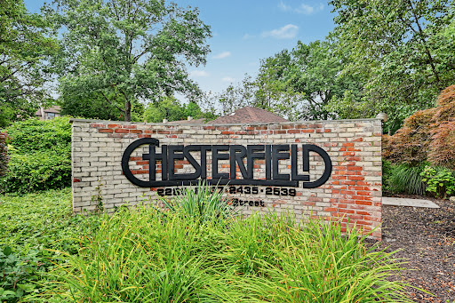 Chesterfield brick sign with greenery in this luxury apartment / penthouse for sale in Stamford ($640,000)