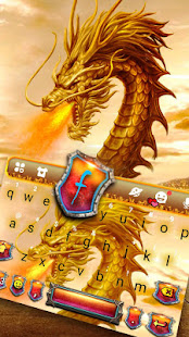 Golden Dragon Flame Keyboard Theme - náhled