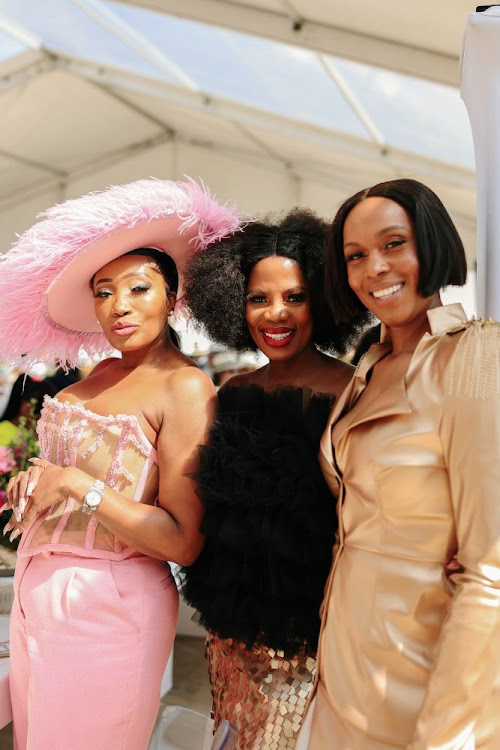 Sophie Ndaba, Winnie Ntshaba and guest at Netflix Saftas event last Friday.