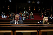 State advocate Billy Downer and News24 journalist Karyn Maughan appear at a private prosecution hearing launched by former president Jacob Zuma at the Pietermaritzburg high court. Zuma alleges that Downer leaked his medical report to Maughan. 