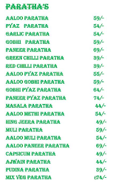 Mom Parathas menu 1