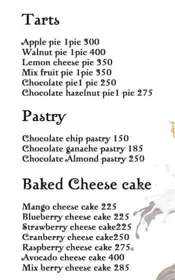 The Vegan Dessert Factory menu 