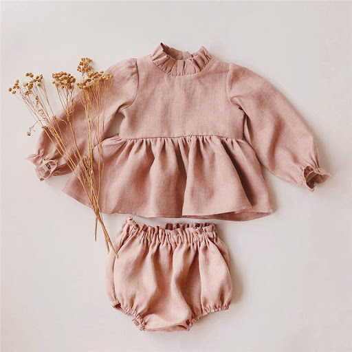 Title 4, Cotton and Linen Girls Suit, 2-piece set, Long...