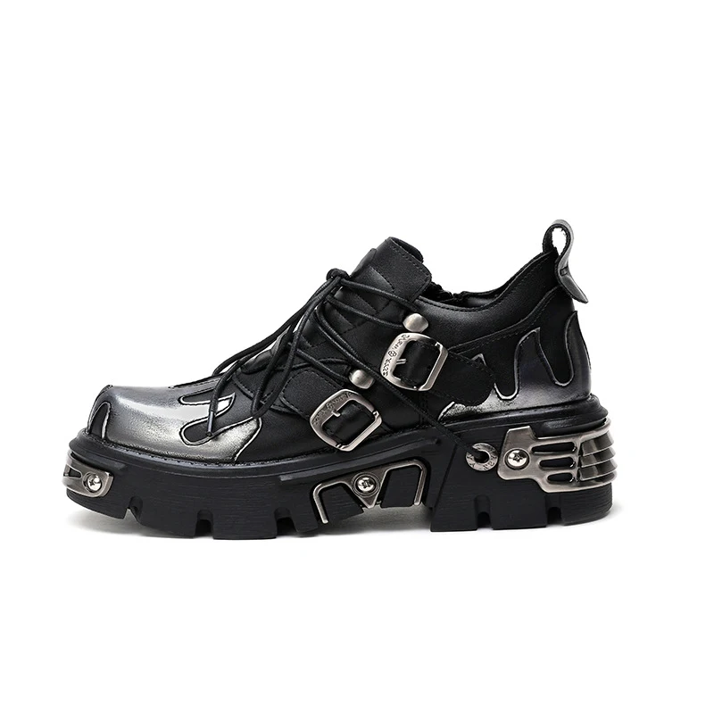 Title 1, Zwarte punk platform schoenen van microvezel