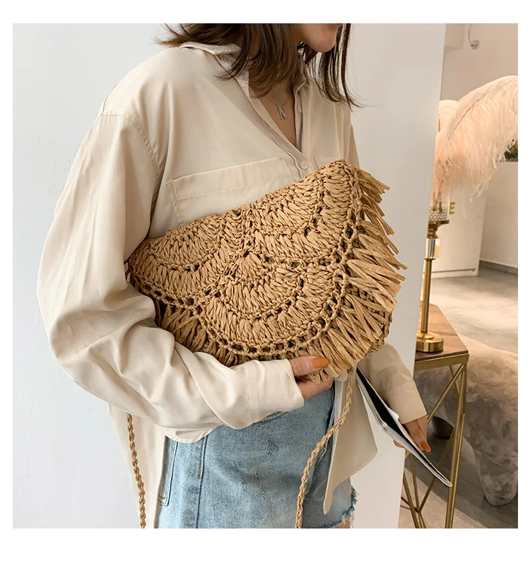 Grote gehaakte handgeweven tas met flap, ruim en stijlvol, ideaal voor dagelijks gebruik, perfect om je essentials met comfort mee te nemen.